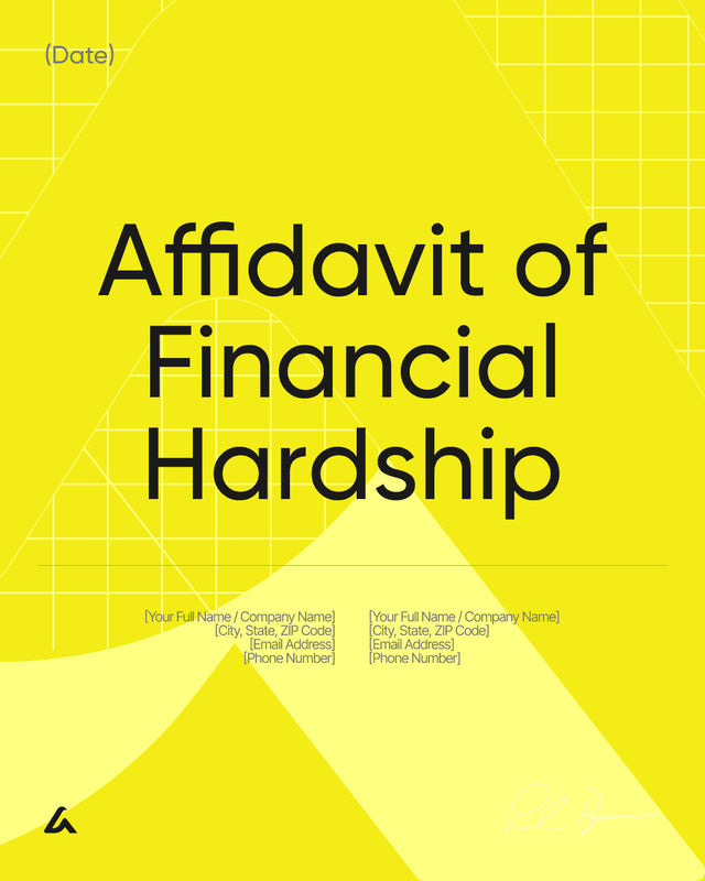 Affidavit of Financial Hardship Template: Income & Expenses