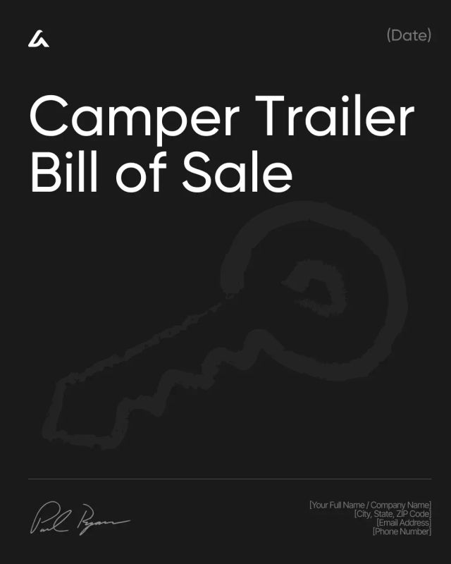 Camper Trailer Bill of Sale Template: Transfer & Price