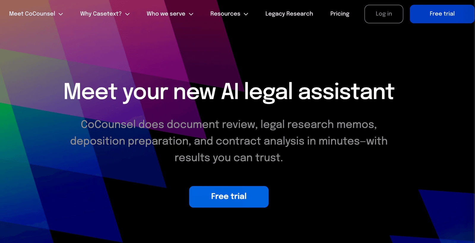 A beautiful screenshot from the site's branding with geometric shapes and the service's slogan.