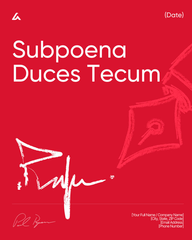 Subpoena Duces Tecum Template: Document Production Notice