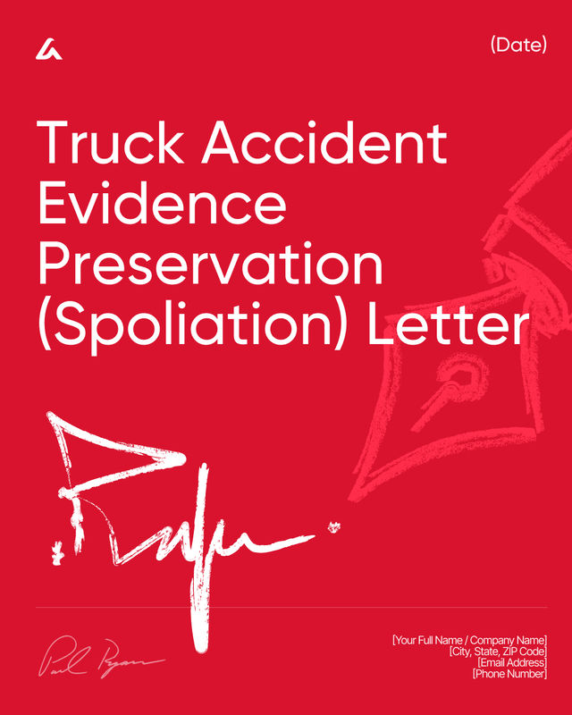 Truck Accident Spoliation Letter Template