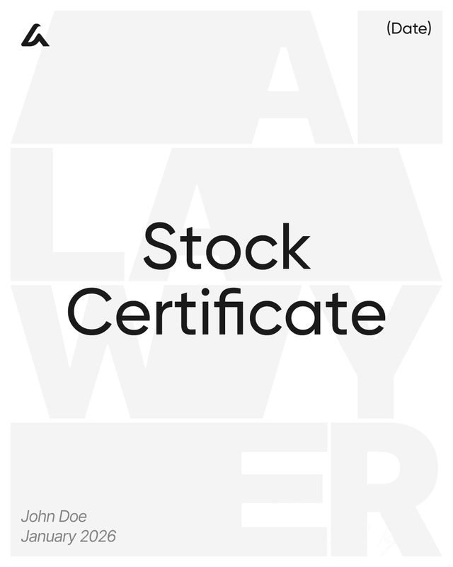 Stock Certificate Template: Corporate Share Ownership Record
