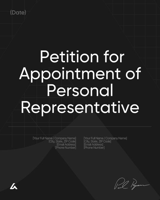 Petition for Appointment of Personal Representative