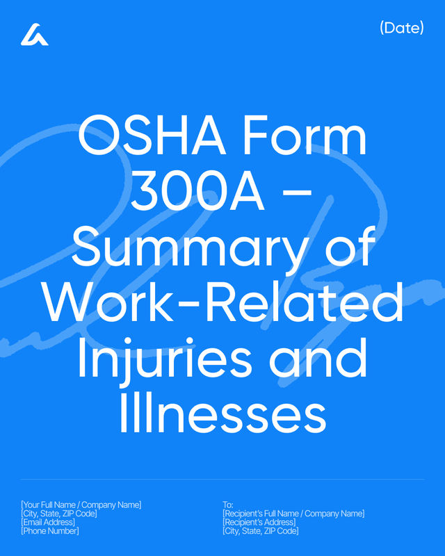 OSHA Form 300A: Work-Related Injuries & Illnesses Template