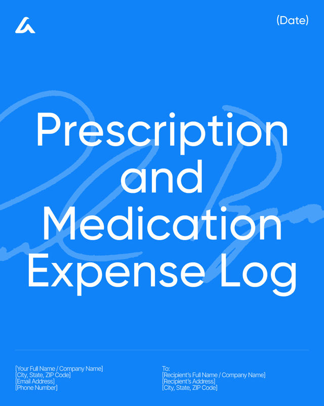 Medication Expense Log Template: Prescriptions, Costs & Dates