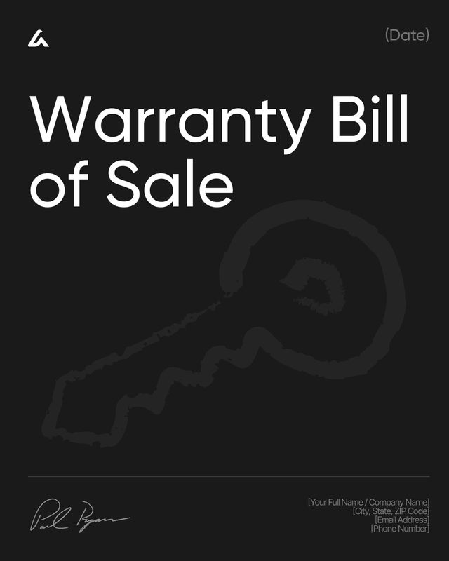 Warranty Bill of Sale Template: Transfer and Sale Price