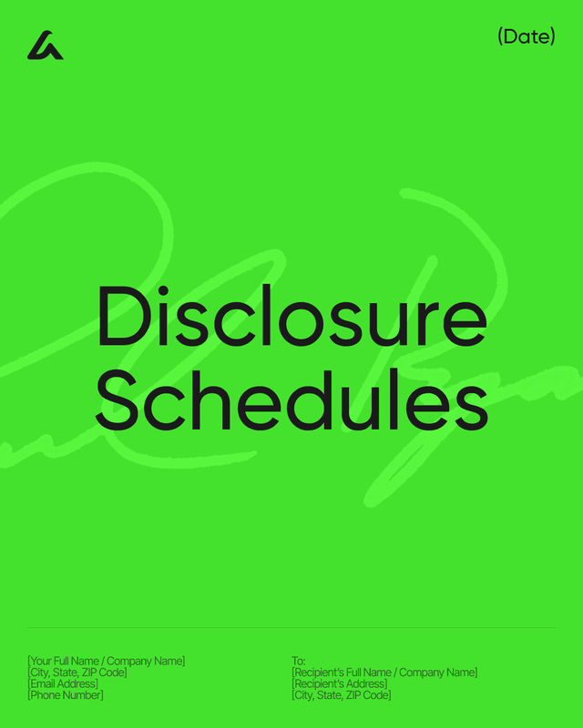 Disclosure Schedules Template: M&A Exceptions and Lists