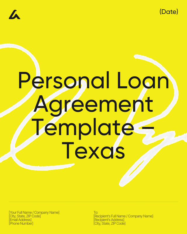 Personal Loan Agreement: Interest and Repayment – Texas
