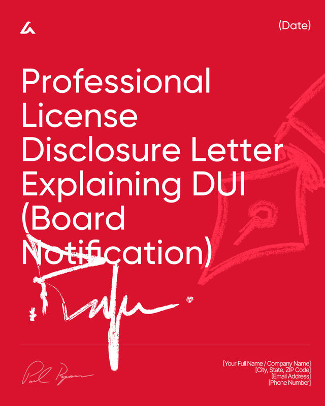 DUI Board Notification License Disclosure Letter Template