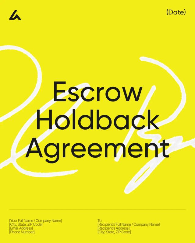 Escrow Holdback Agreement Template