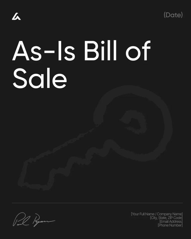 As-Is Bill of Sale Template: No Warranty & Risk Transfer