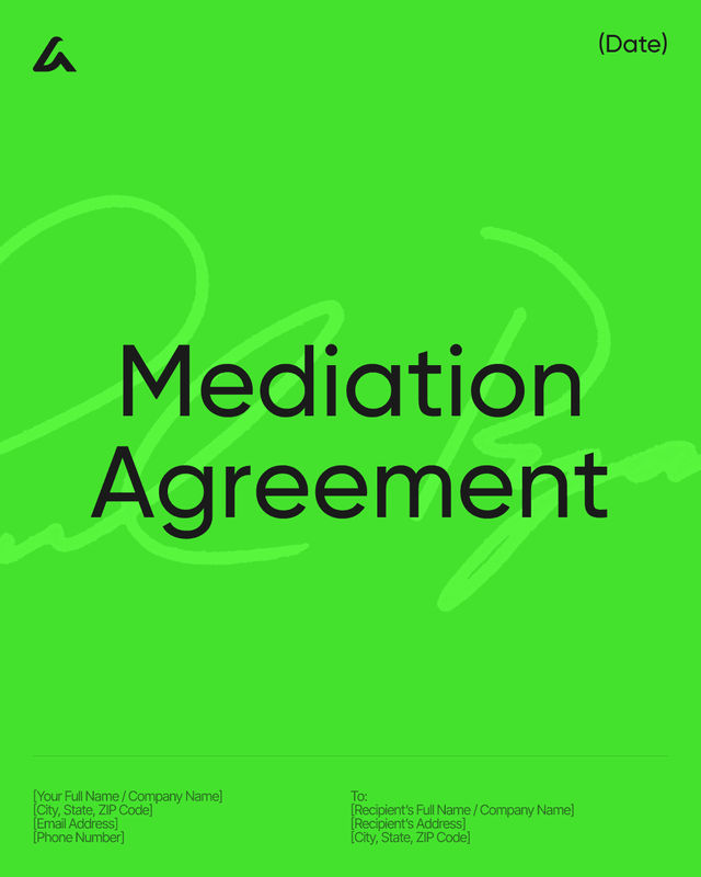 Mediation Agreement Template: Confidentiality and Legal Fees