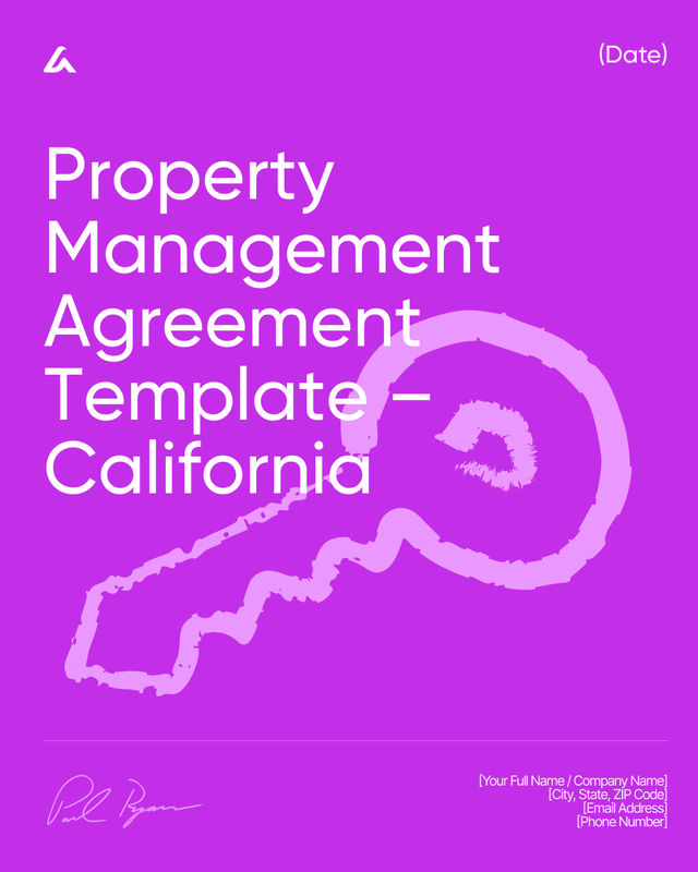 Property Management Agreement: Duties, Fees Template – California