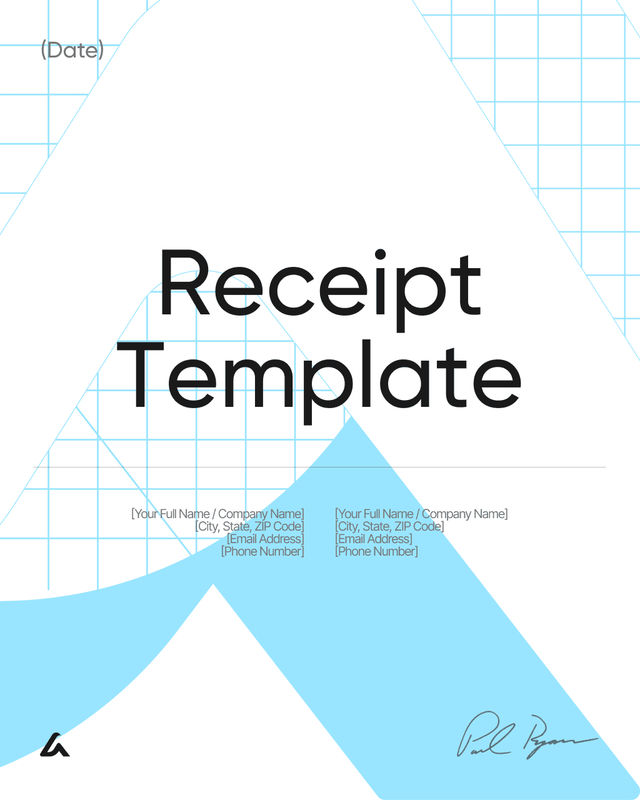 Receipt Template: Payment Details, Dates and Signatures