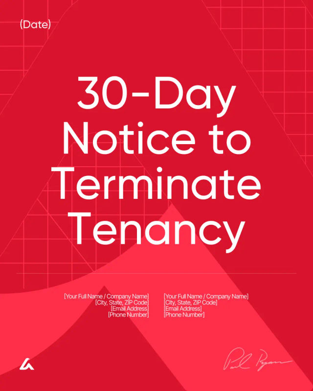 30-Day Notice to Terminate Tenancy Template by State