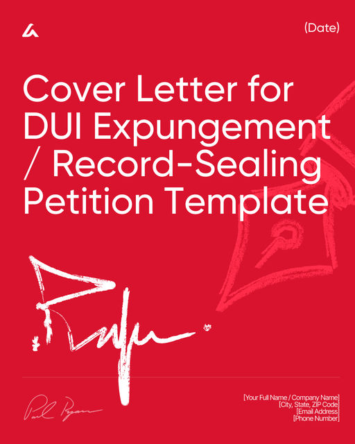 Cover Letter for DUI Expungement / Record-Sealing Petition Template