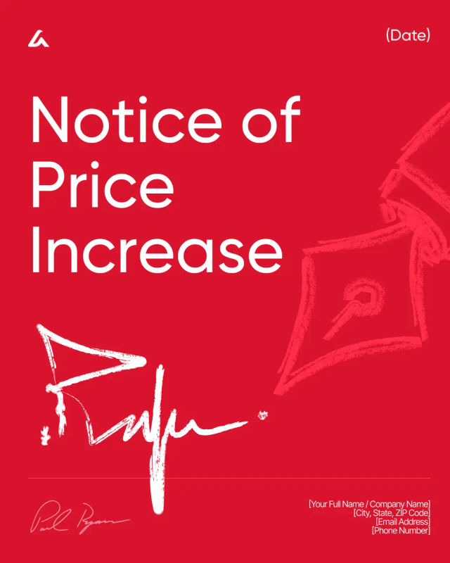 Notice of Price Increase Template