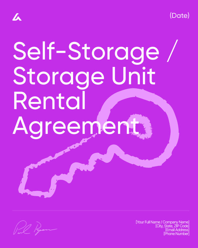 Self-Storage / Storage Unit Rental Agreement Template