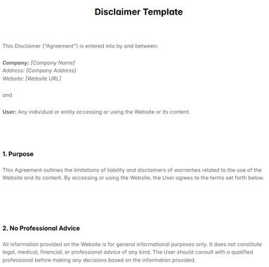 Disclaimer Template