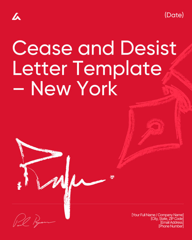 Cease and Desist Letter Template: Claims & Deadline New York