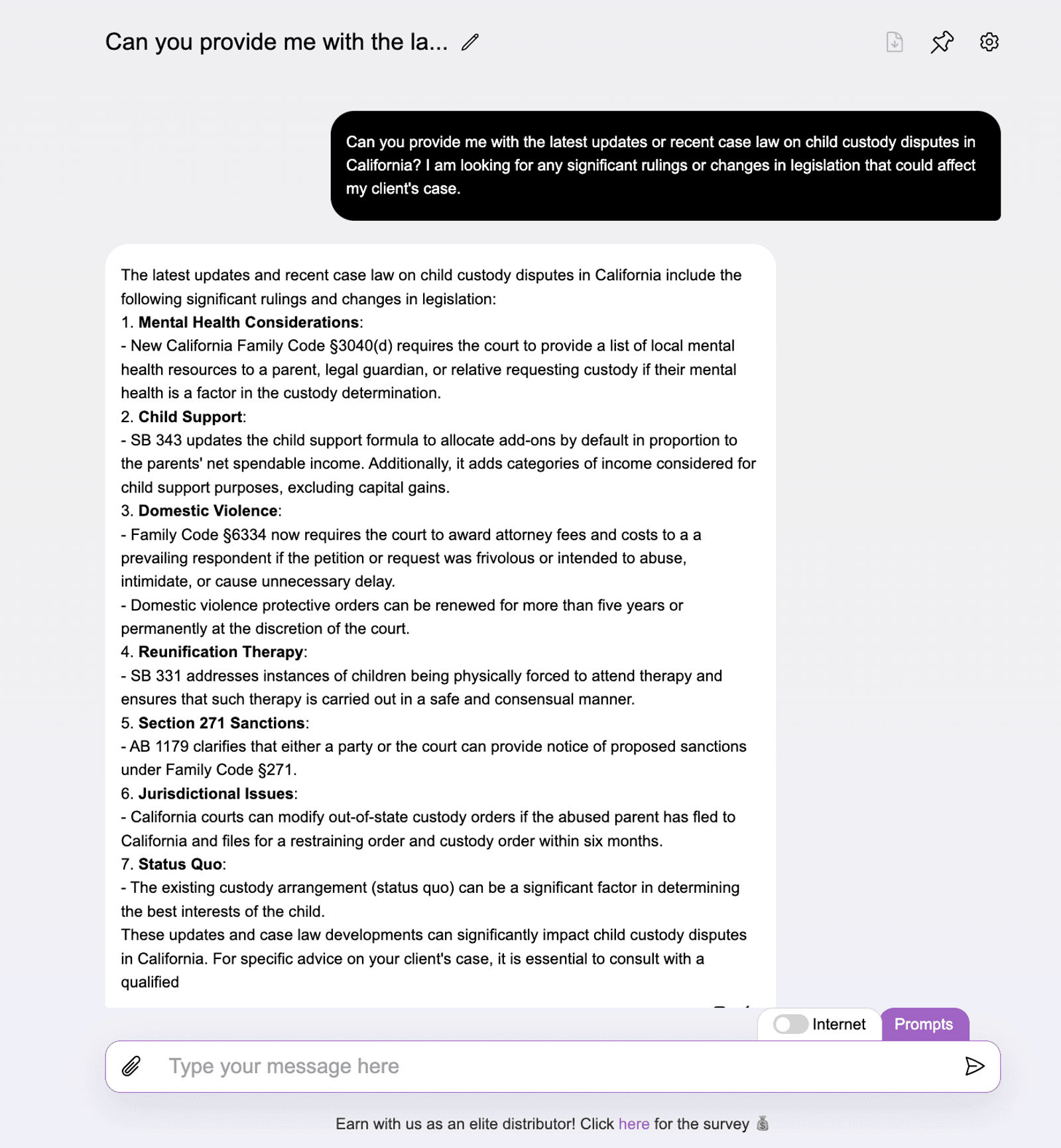 research with AI for news about laws