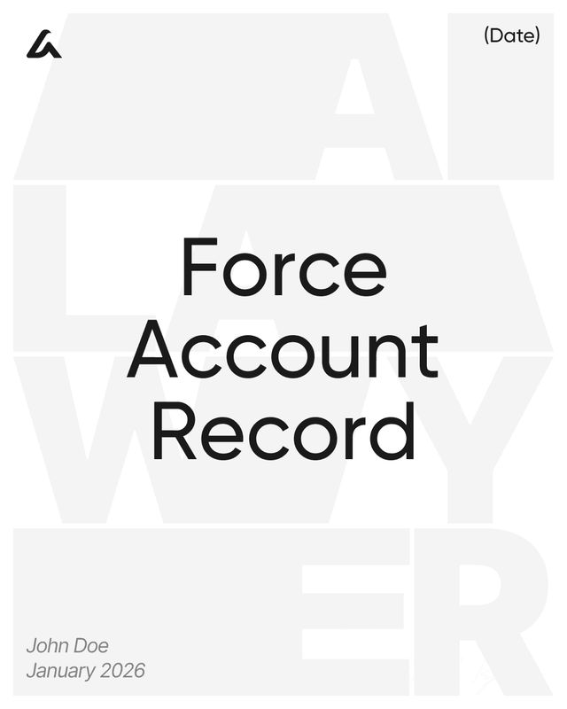 Force Account Record Template: Labor, Equipment and Costs