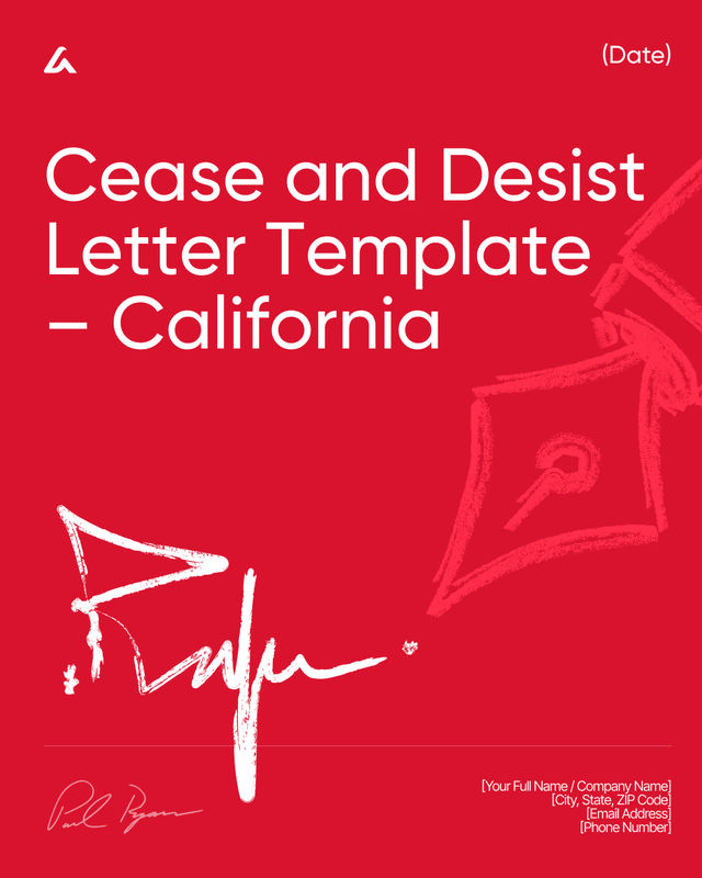 Cease and Desist Letter Template: Claims & Deadline California