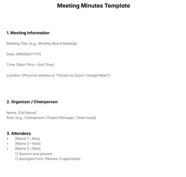 Meeting Minutes Template