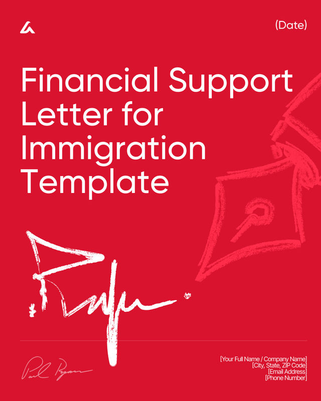 Financial Support Letter Template for Immigration: USCIS