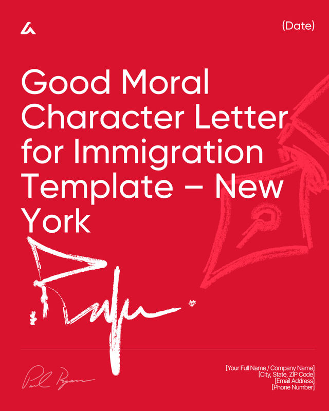 Moral Character Letter for Immigration Template – New York