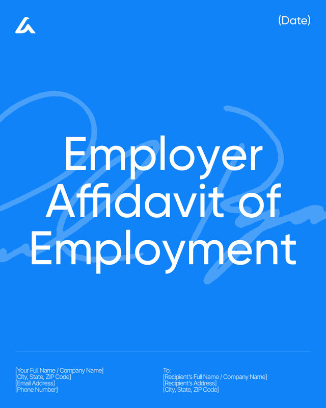 Employer Affidavit of Employment Template