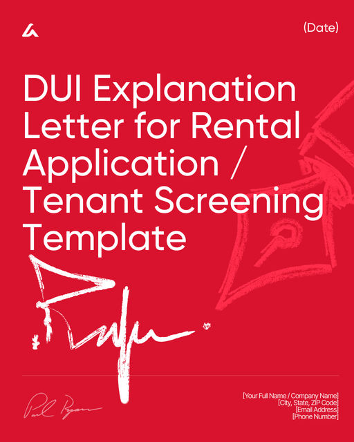 DUI Explanation Letter for Rental Application / Tenant Screening Template