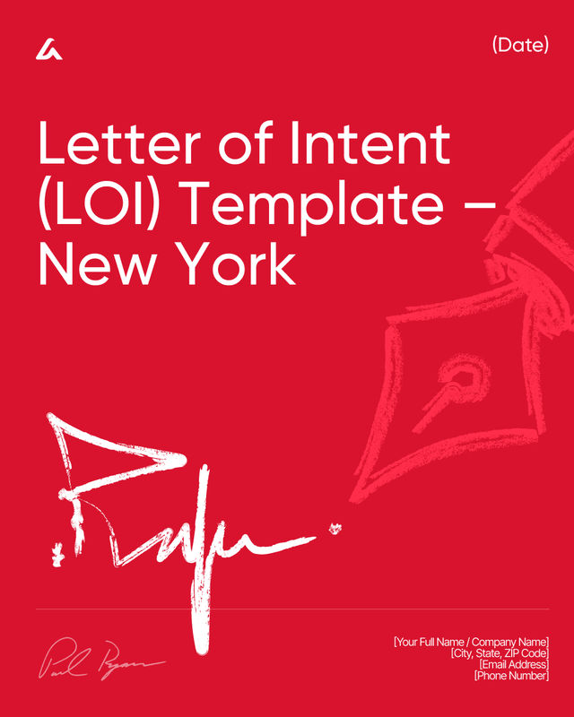 Letter of Intent (LOI): Terms, Timeline Template – New York