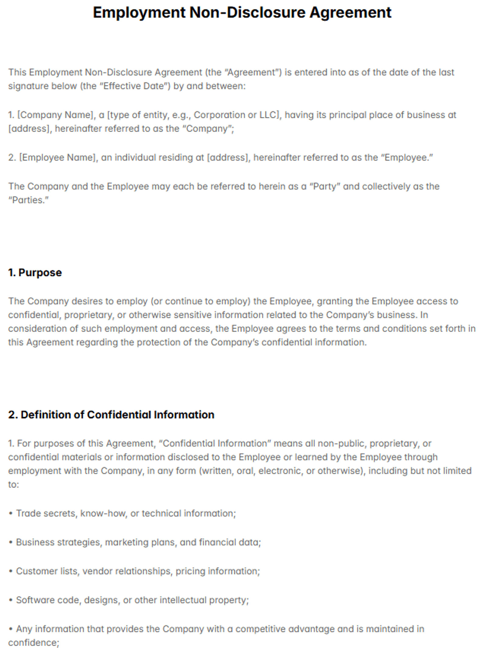 Employment Non-Disclosure Agreements: Protect Confidentiality