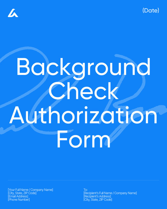Background Check Authorization Form: Consent & Disclosure