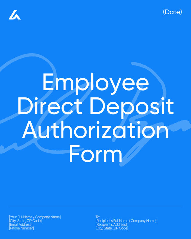 Employee Direct Deposit Authorization Form Template