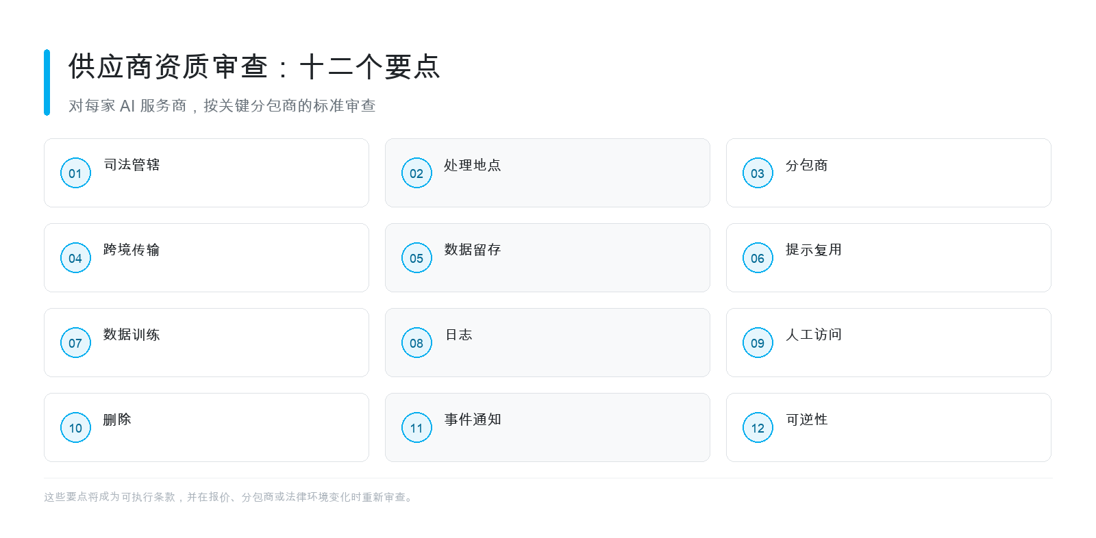 图 4 - 对每家 AI 服务商要确立的十二个要点