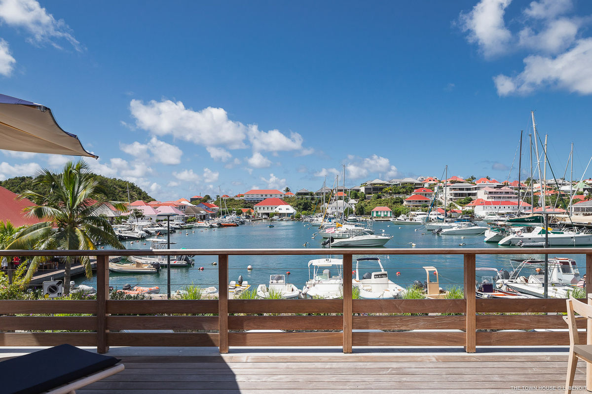 View of the adjacent Gustavia harbor from the terrace of The Town House.