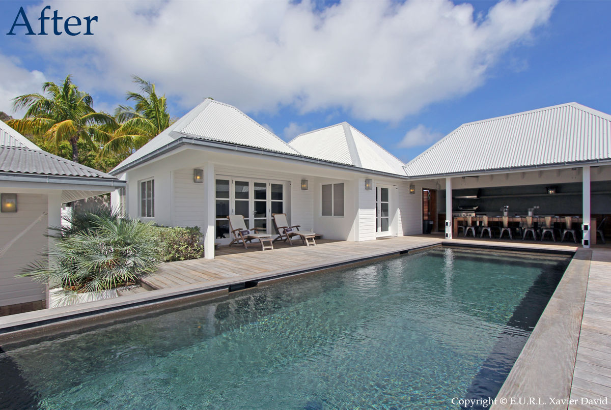 Pool Terrace of Villa Pastels after renovation by Bureau Xavier David.