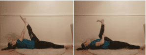 women laying on her back with single leg raised