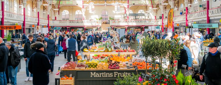 Customers at Derby Market Hall Farmers' Market