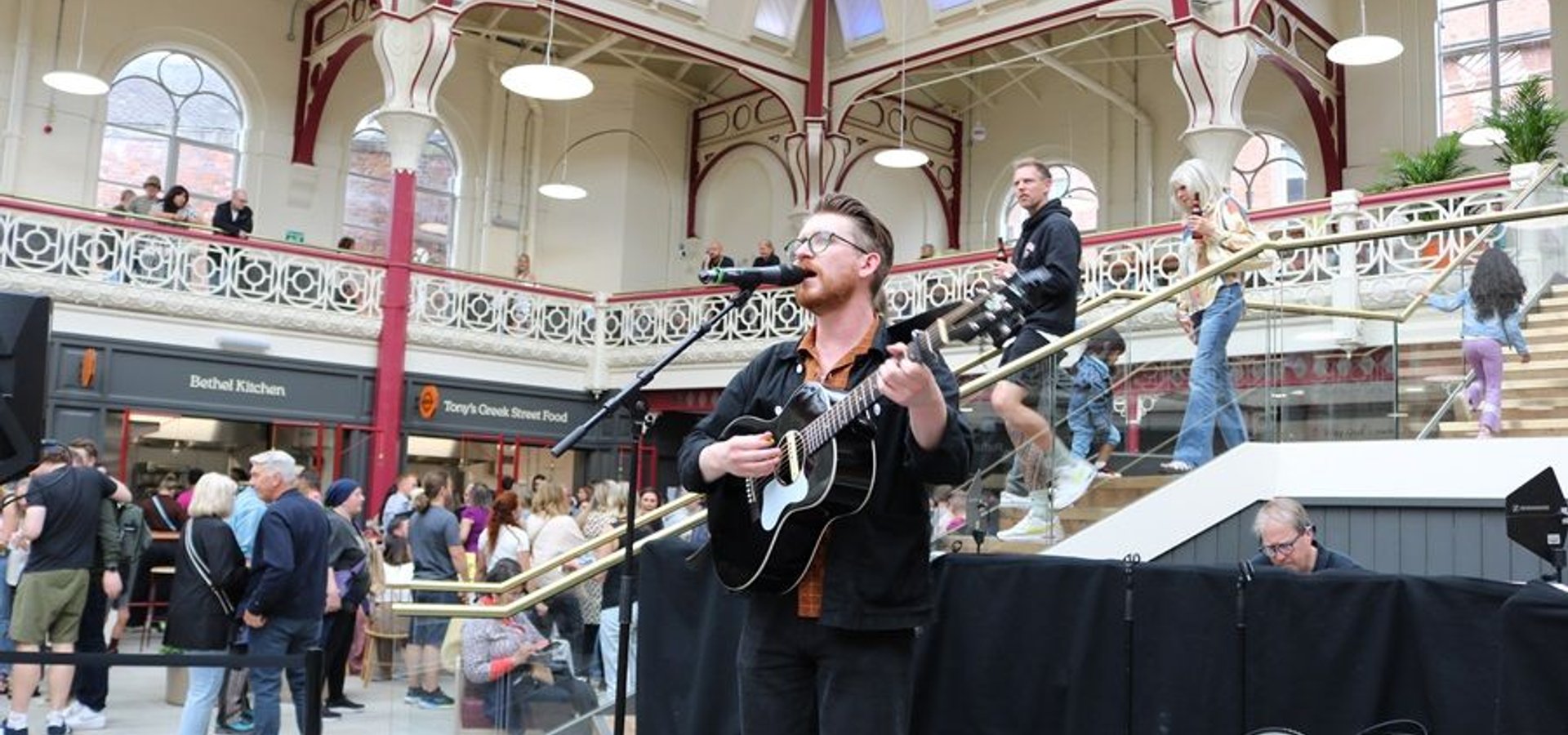 Carl North on stage at Derby Market Hall