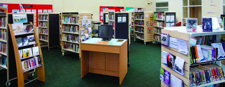 Bookshelves at Chaddesden Library