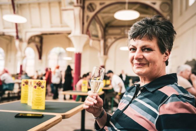 Customer at Caffe Prosecco in Derby Market Hall