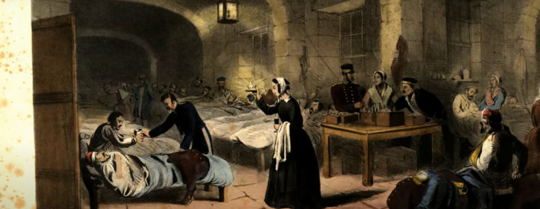 Image from Local Studies archive of Florence Nightingale working in Crimean ward .All Rights Reserved