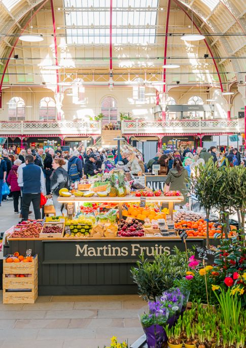 Customers shopping at Derby Market Hall Farmers Market