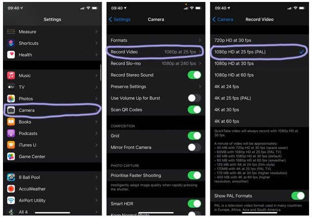 iOS resolution setting examples