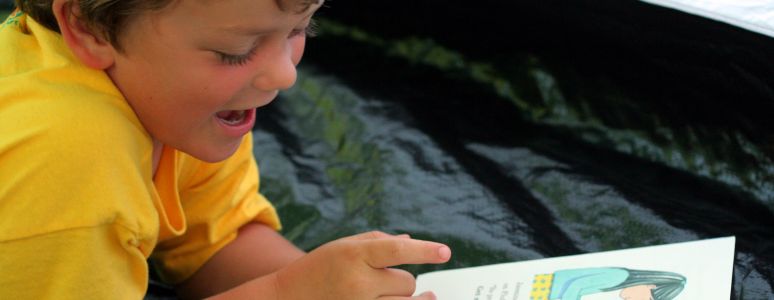 Boy reading a book