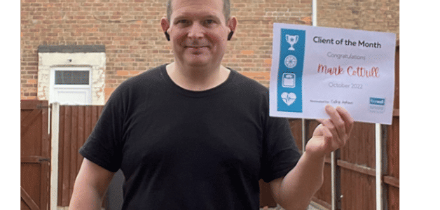 Image shows Livewell member mark holding his certificate