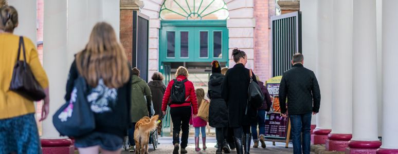 Customers entering Derby Market Hall from Market Place